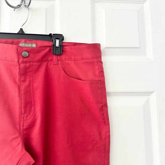 Peter Millar Crown Sport EB66 Performance Five Pocket Red Golf Trouser Pants 35 - Picture 6 of 13
